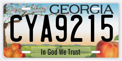 GA license plate CYA9215
