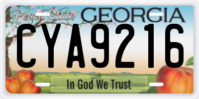 GA license plate CYA9216