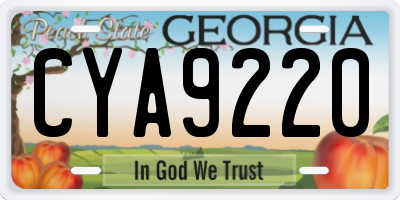 GA license plate CYA9220