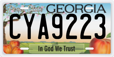 GA license plate CYA9223