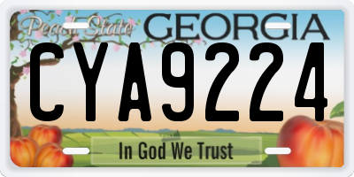 GA license plate CYA9224