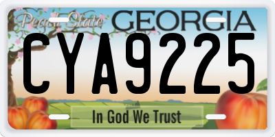 GA license plate CYA9225