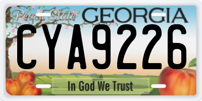 GA license plate CYA9226