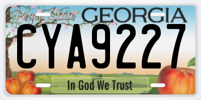 GA license plate CYA9227