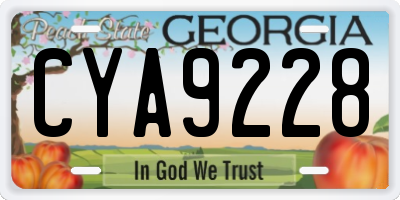 GA license plate CYA9228