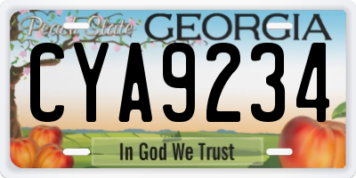 GA license plate CYA9234