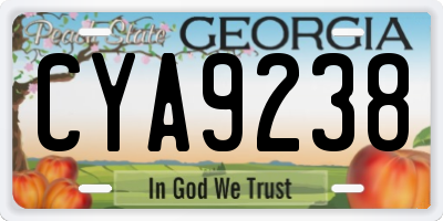GA license plate CYA9238
