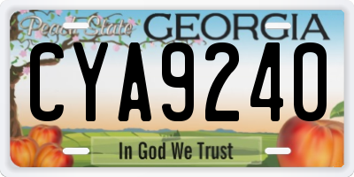 GA license plate CYA9240