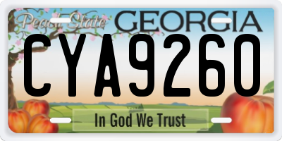 GA license plate CYA9260