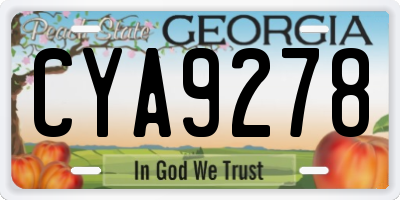 GA license plate CYA9278