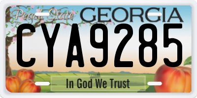 GA license plate CYA9285