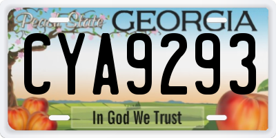 GA license plate CYA9293