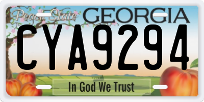 GA license plate CYA9294