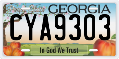 GA license plate CYA9303
