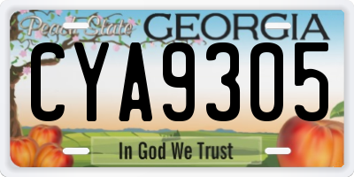 GA license plate CYA9305