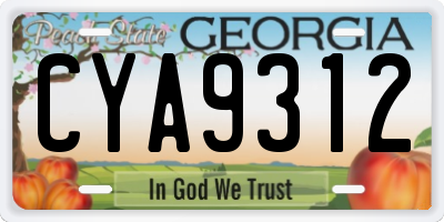 GA license plate CYA9312