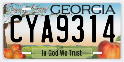 GA license plate CYA9314
