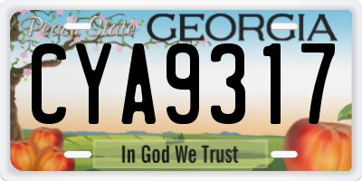 GA license plate CYA9317