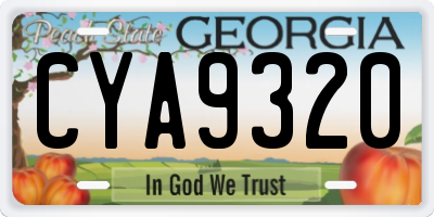 GA license plate CYA9320