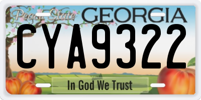 GA license plate CYA9322