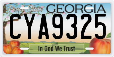 GA license plate CYA9325