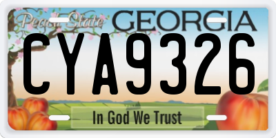 GA license plate CYA9326