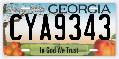 GA license plate CYA9343