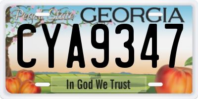 GA license plate CYA9347