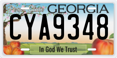 GA license plate CYA9348