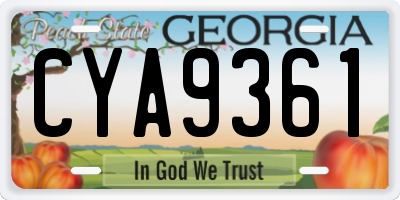 GA license plate CYA9361