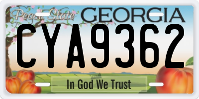 GA license plate CYA9362