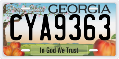 GA license plate CYA9363