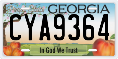 GA license plate CYA9364