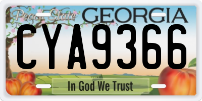 GA license plate CYA9366