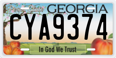 GA license plate CYA9374