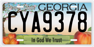 GA license plate CYA9378