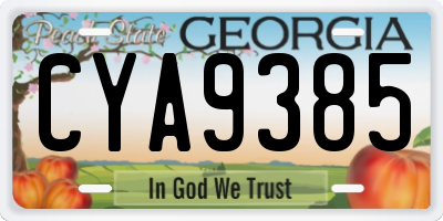 GA license plate CYA9385