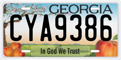 GA license plate CYA9386