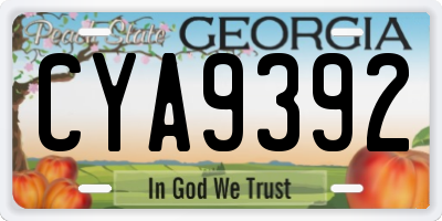 GA license plate CYA9392