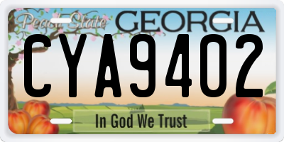 GA license plate CYA9402