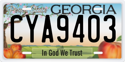 GA license plate CYA9403