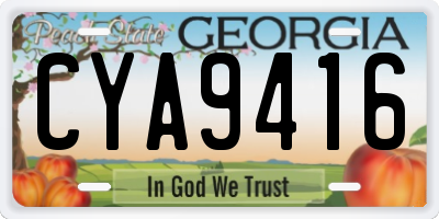 GA license plate CYA9416
