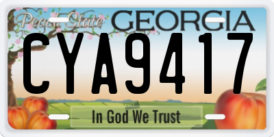GA license plate CYA9417