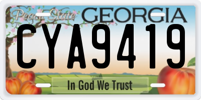 GA license plate CYA9419