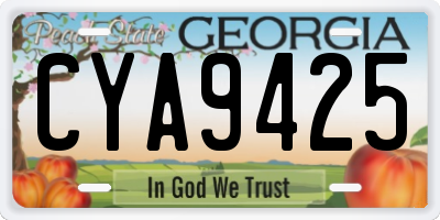 GA license plate CYA9425