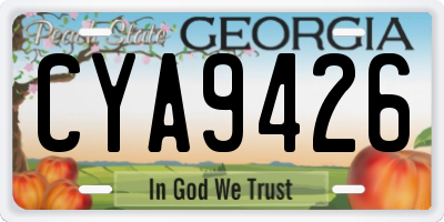 GA license plate CYA9426