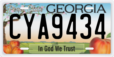 GA license plate CYA9434