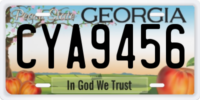 GA license plate CYA9456