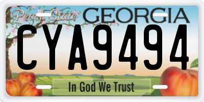 GA license plate CYA9494