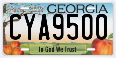 GA license plate CYA9500
